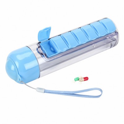 water bottle with  box pill organizer plastic drinking bottle with pill box