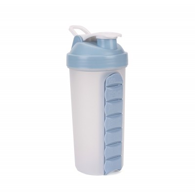 Portable Sport Water Bottle With 7  Compartment Detachable Medicine Organizer Holder Drinking