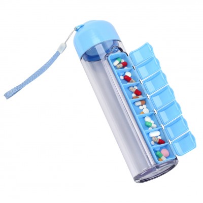 WSD-MY-058:Health transparent sports plastic water bottle with pill organizer