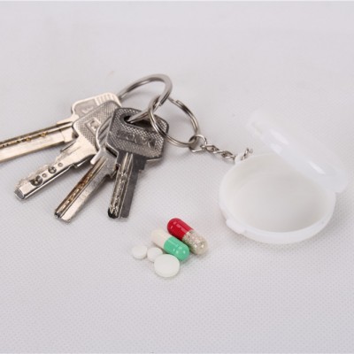 Small Red And White Circles Key Ring Pill Case Pocket Medicine Box