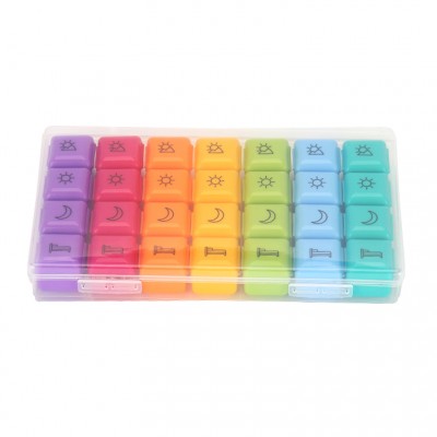 rainbow weekly pill box 28 compartments plastic organizer box