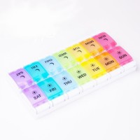 color rainbow wholesale push button plastic pop up 2 weeks pill organizer