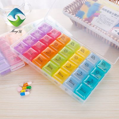 Eco-friendly Colorful Plastic 28 cases colorful pill box 7 day weekly travel pill organizer