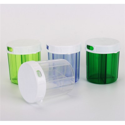 Mini 4 Compartment Long Height Circle Pill Box Medicine Storage Case