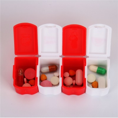 Lovely White Red Detachable 4 Cases Small Cube Medicine Case