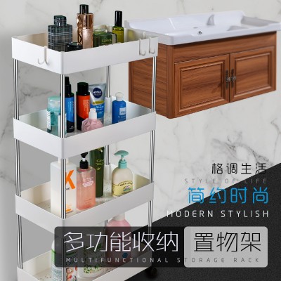 Shelf Movable trolley Shelf floor type multi-layer thickened storage belt wheel